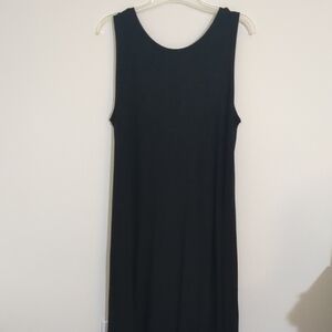 LOFT Black Sheath Midi Dress Sleeveless Scoop Neck Size M